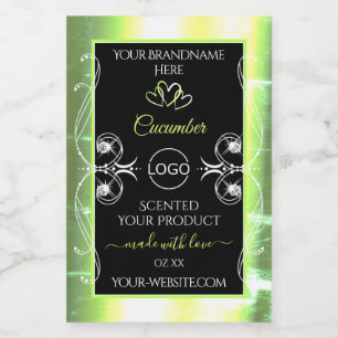 Flashy Light Green Black Product Label Jewels Logo