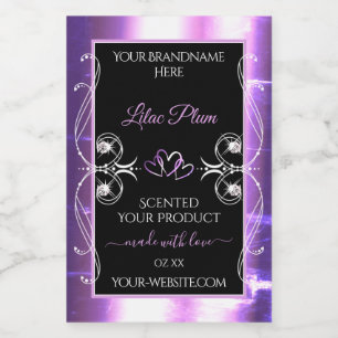 Flashy Light Purple Black Product Labels Diamonds