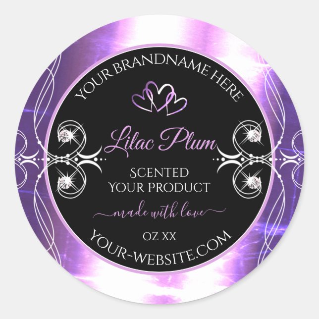 Flashy Light Purple Black Product Labels Diamonds (Front)