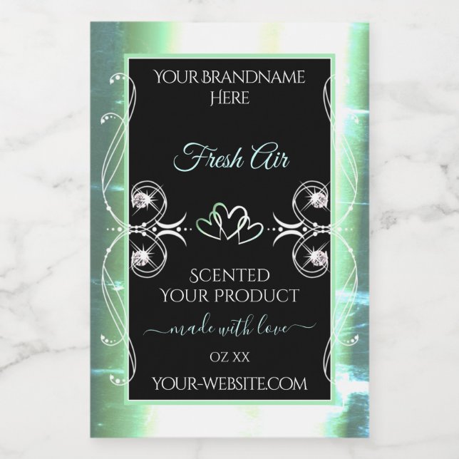 Flashy Light Teal and Black Product Labels Jewels (Single Label)