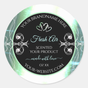 Flashy Light Teal and Black Product Labels Jewels