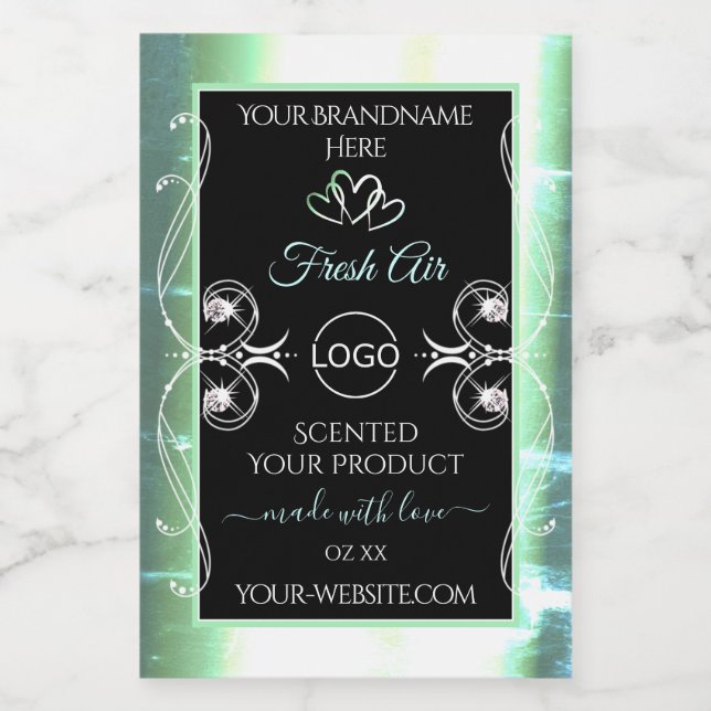 Flashy Light Teal Black Product Labels Jewels Logo (Single Label)
