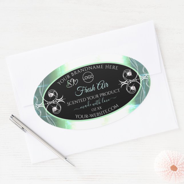 Flashy Light Teal Black Product Labels Jewels Logo (Envelope)