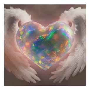 *~* Flashy Opal Heart Angel Wings AP78 Poster