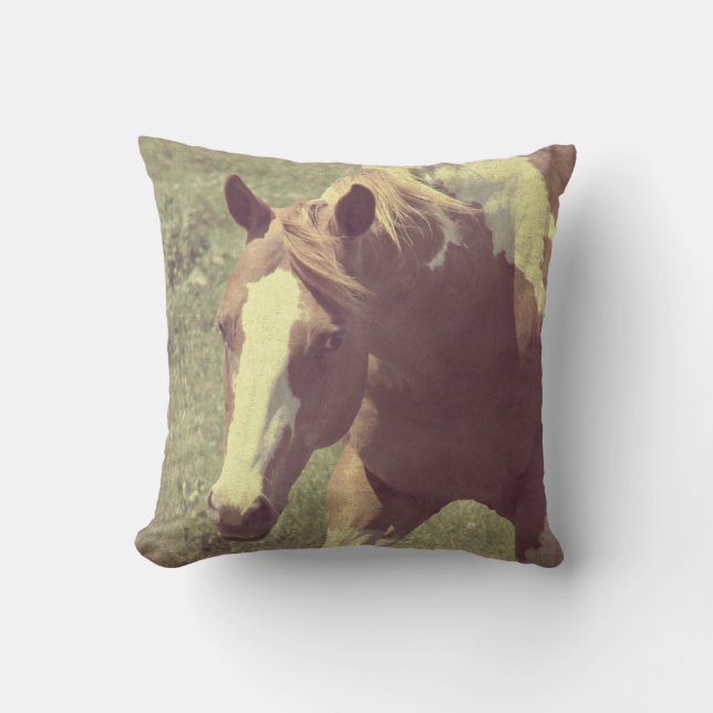 Flashy Paint Mare Throw Pillow (Front)
