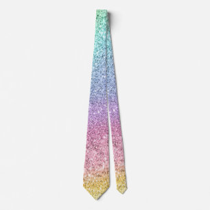Flashy Pastel Rainbow Glitter Pattern Tie