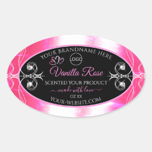 Flashy Pink Dazzling Product Label Black with Logo