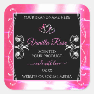 Flashy Pink Dazzling Product Labels Diamonds Black