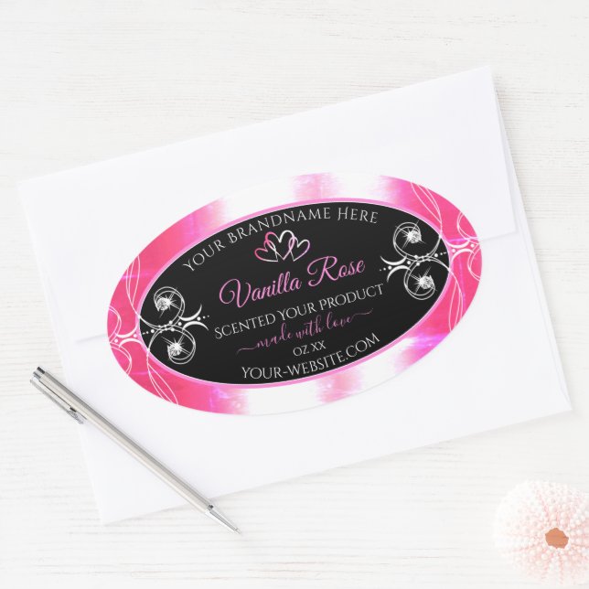 Flashy Pink Dazzling Product Labels Diamonds Black (Envelope)