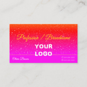 Flashy Pink Red Gradient Glitter Sprinkles Logo Business Card