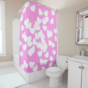 Flashy Pink With Big White Hearts