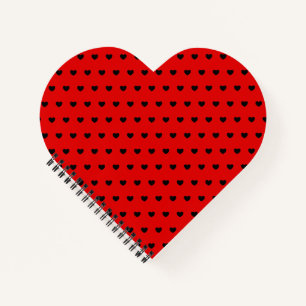 Flashy Red And Black Hearts Heart-Shaped Notebook