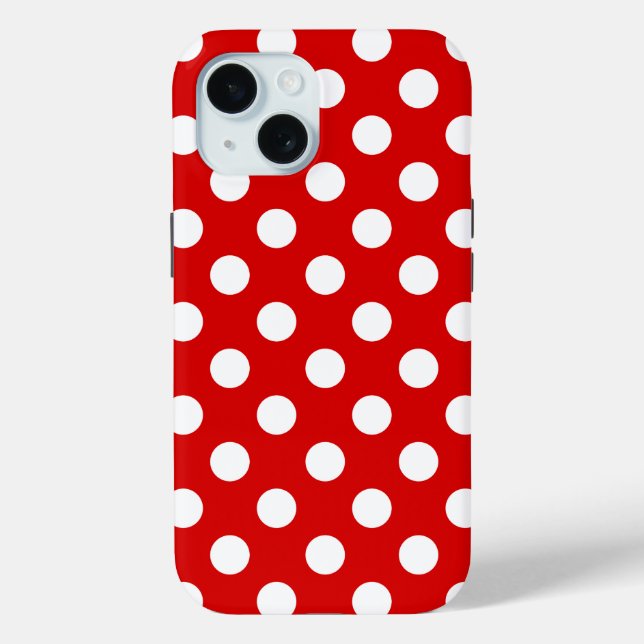 Flashy Red With Feminine White Polka Dot Pattern Case-Mate iPhone Case (Back)