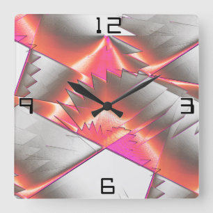Flashy salmon or peach extremely rough digitalized square wall clock