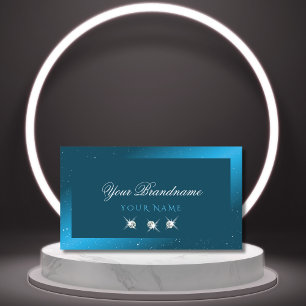 Flashy Shimmery Teal Sparkling Diamonds Stylish Business Card