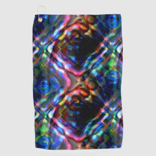 Flashy square coloured kaleidoscope with neon tone golf towel