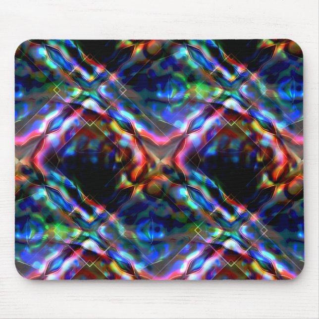 Flashy square coloured kaleidoscope with neon tone mouse pad (Front)