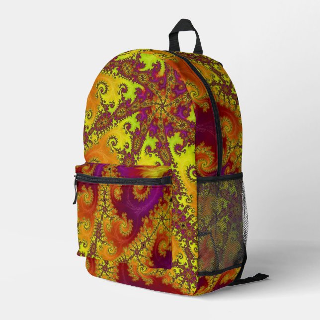 Flashy Vibrant Spiral Fractal Funky Abstract Art Printed Backpack (Back Corner Right)