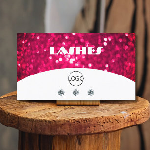 Flashy White Hot Pink Sparkling Glitter Add Logo Business Card