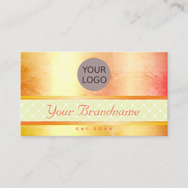 Flashy Yellow Orange Ombre Marble Pattern Trendy Business Card (Front)