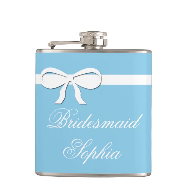 Flask Bridesmaid Gift aqua Wedding Personalized (Front)