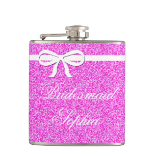 Flask Bridesmaid Gift Glitter pink Personalized