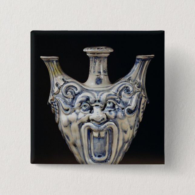 Flask, Florentine Workshop 2 Inch Square Button (Front)