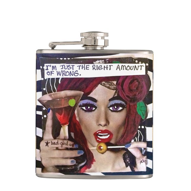 FLASK-I'M JUST THE RIGHT AMOUNT OF WRONG. HIP FLASK (Front)