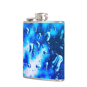 Flask in gradient blue hues of raindrops