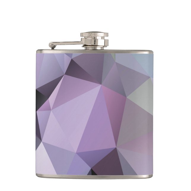 Flask: Polygon Design-Shades of Purple & Lavender Hip Flask (Front)