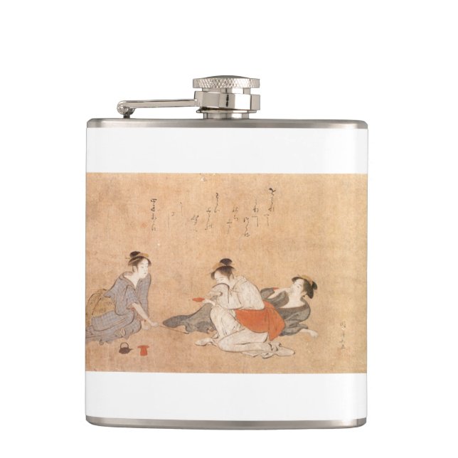Flask Three Drunken Women Japanese Art (Front)