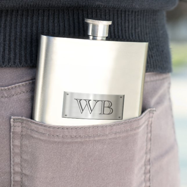 Flask with Initials on Name Plate (In Situ)