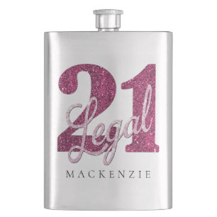 Flasque 21 et juridique   Fun Pink Faux Parties scintillan