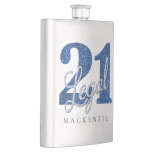 Flasque 21 et juridique   Parties scintillant Blue Faux 21