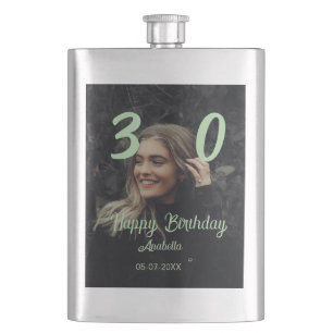 Flasque 30e anniversaire ajouter nom date année vert paste