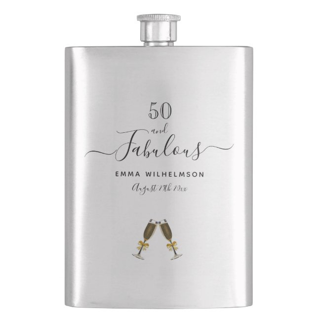 Flasque 50 fabuleux script monogramme 50e anniversaire (devant)