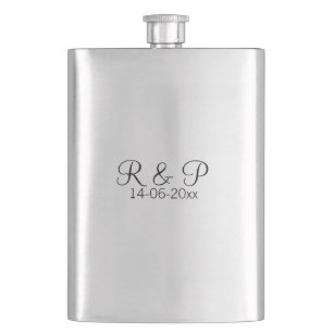 Flasque Ajouter monogramme du nom du couple ajouter date a