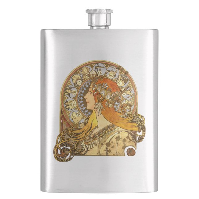 Flasque Alfonse Mucha Zodiac Art nouveau femme (devant)