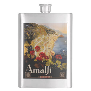 Flasque Amalfi Italie Poster de voyage Graphique d'art