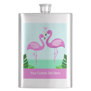 Flasque Amour du Flamant rose de texte personnalisé