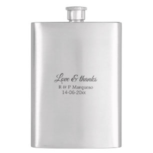 Flasque Amour & merci ajoutez nom du couple mariage ajoute