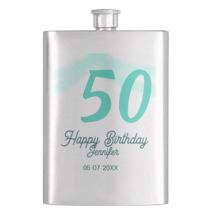 Flasque anniversaire 50 ans ajouter nom date année vert pa