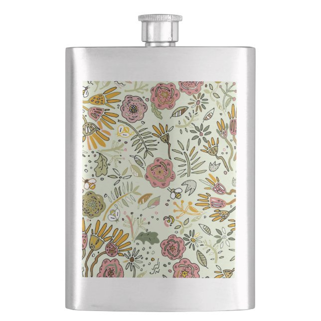 Flasque Aquarelle Florale Fleurs d'abeille Élégante Modern (devant)