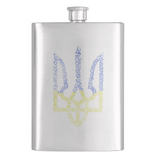 Flasque Armoiries de l'Ukraine trident motif de la spirale