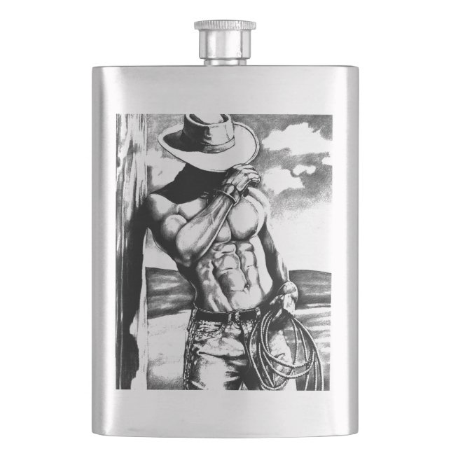 Flasque Art original Cowboy Dessin Cool classique Hip (devant)