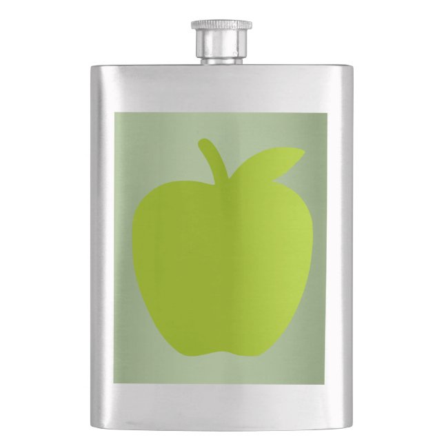Flasque Belle silhouette de pomme verte (devant)