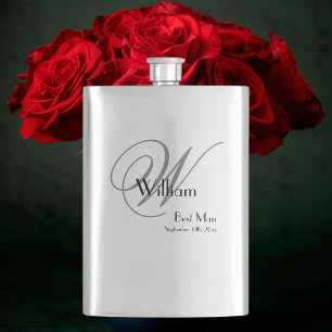 Flasque Best Man Gift : Elegant Script Monogramme et nom