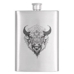 Flasque Bison de Buffalo Nature sauvage Illustration Art