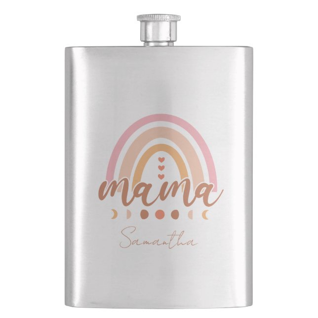 Flasque Boho Rainbow Mama avec phases de lune (devant)