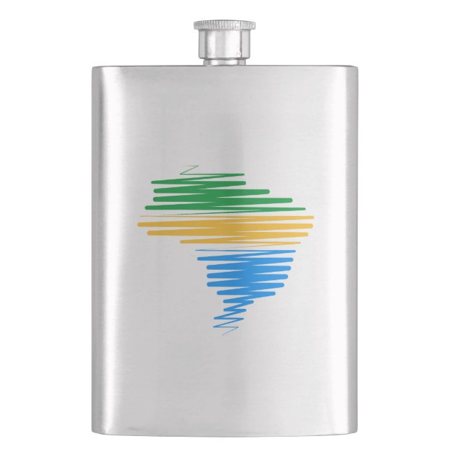 Flasque Brésil carte frontière avec drapeau brésilien coul (devant)